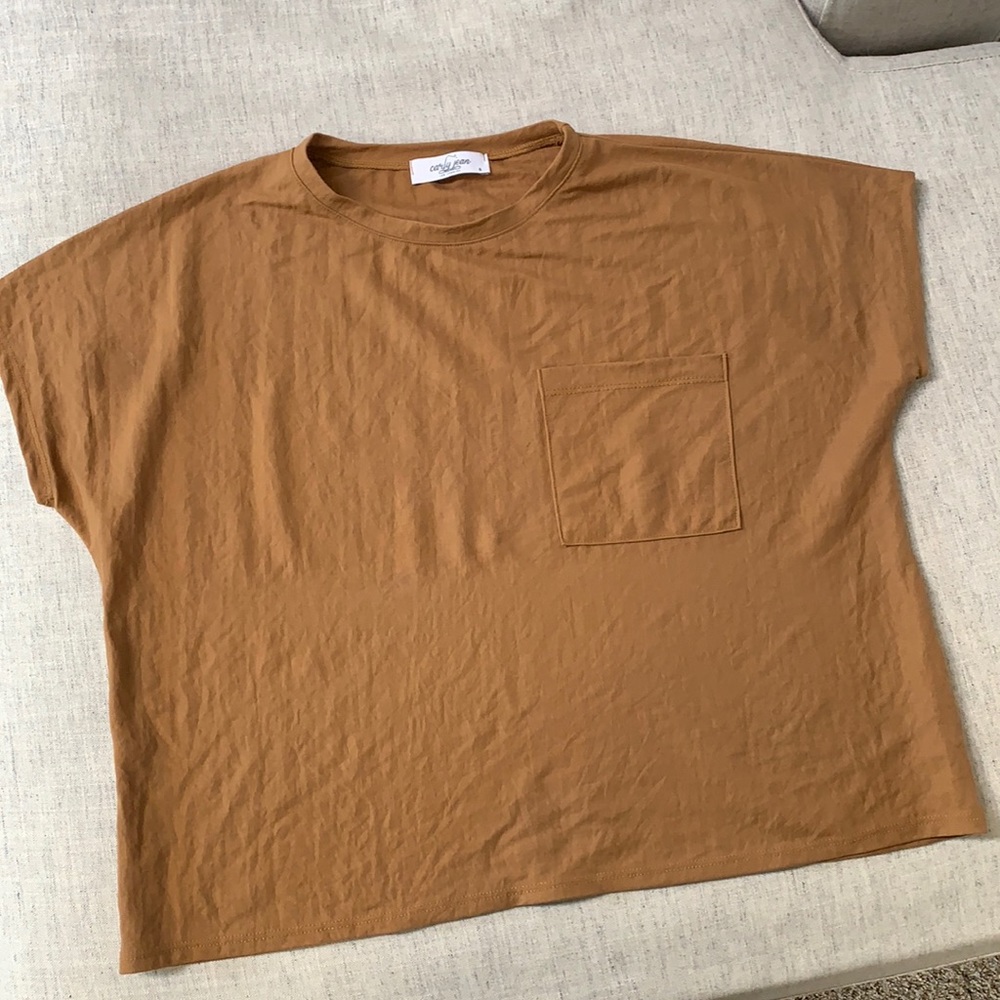 Carly Jean Los Angeles Tan Shirt NWOT S